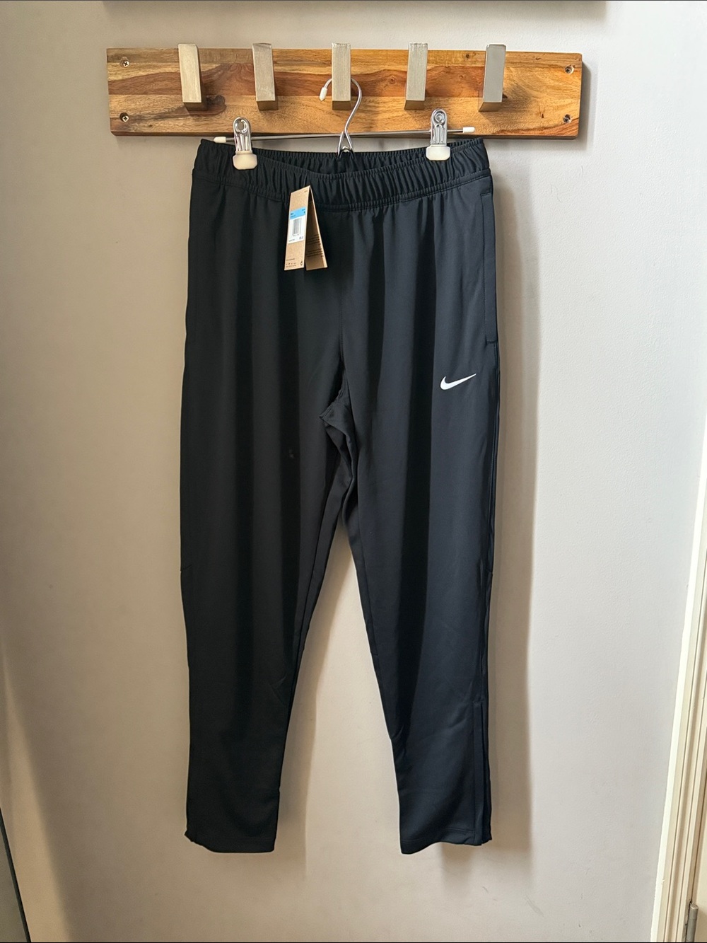 Nike - Black Men's Dri-FIT Athletic Joggers with White Swoosh